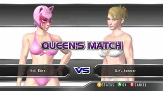 ランブルローズ XX イーブルローズ vs スペンサー先生 Rumble Rose XX Evil Rose vs Miss Spencer Queen's Match