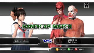 Rumble Rose XX Makoto Aihara vs Sebastian, Evil Rose 1: 2 Handicap Match
