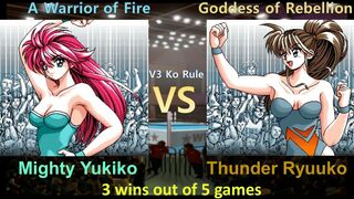 Request マイティ祐希子 vs サンダー龍子 三先勝 Mighty Yukiko vs Thunder Ryuuko 3 wins out of 5 games V3 KO Rule