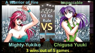 Wrestle Angels V3 マイティ祐希子 vs 結城 千種 三先勝 Mighty Yukiko vs Chigusa Yuuki 3 wins out of 5 games KO Rule