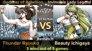 Wrestle Angels V3 サンダー龍子vsビューティ市ヶ谷 三先勝 Thunder Ryuuko vs Beauty Ichigaya 3wins out of 5games KO Rule