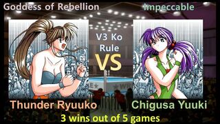 Wrestle Angels V3 サンダー龍子 vs 結城 千種 三先勝 Thunder Ryuuko vs Chigusa Yuuki 3 wins out of 5 games KO Rule