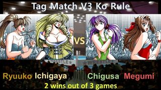 Wrestle Angels V3 龍子,市ヶ谷vs千種,めぐみ 三先勝 Ryuuko,Ichigaya vs Chigusa,Megumi 2 wins out of 3 games KO Rule