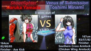 Wrestle Angels V3 山田 遙 vs 南 利美 三先勝 Haruka Yamada vs Toshimi Minami 3 wins out of 5 games KO Rule