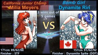 Wrestle Angels V2 ミリア･メアーズvsダイナマイト･リン 三先勝 Milia Meyers vs Dynamite Rin 3 wins out of 5 games KO Rule