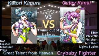 Wrestle Angels V3 木村 華鳥 vs キューティー金井 三先勝 Katori Kimura vs Cutey Kanai 3 wins out of 5 games